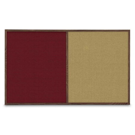 United Visual Products Single Door Radius Corkboard, 36"x36", Sat, UV7002RC-SATIN-CINNABA UV7002RC-SATIN-CINNABA